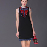 2017 Summer dress Runway Designer Women Dress High Quality Elegant Luxury Bow Sequined Dress Vestidos tunic women dress Robes