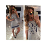 2017 Summer Dress Letter Print A-Line Dress Zippers O-Neck Dress Female Plus Size Vestido Women Vestidos XXXL White Dresses