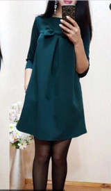 2017 Summer Dress Fashion Simple Loose Women Dresses Solid O-Neck Half Sleeve Bow-knot Cute Female Vestido Plus Size