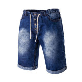 2017 Summer Denim Shorts Mens Denim Middle Waist Men Capri Hot Plain Dyed Patchwork Short Jeans Men 4 Color Size XXL