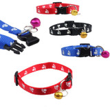 Retractable Adjustable Nylon Footprint Collar for Dogs Puppy Pet Collars With Bells Candy Color Small Fashion Personality Collar
