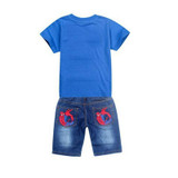 Retail spiderman kids clothing sets,fashion cartoon children summer shirt jeans shorts set, toddler boys clothing