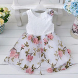 Retail Princess Dress Girl Elegant Floral Girls Dress Tulle Birthday Party Dresses For Child Baby Infant Party Dresses T264
