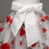 Retail Lace Round Hollow Flower Pattern Elegant Girl Party Dress Lace Print Pattern With Appliques Girls Wedding Dress L-101