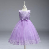 Retail Floral Flowers Girl Dresses Appliques Bow Decoration First Communion Dresses Elegant Holy Communion Dresses LL314