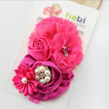 Retail Fashion Kids Headbands girl flower with rhinestone head band kids hair accessories