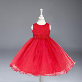 Retail Christmas Girl Party Dresses With Belt Flower Princess Kids Children Dress 6 colors Girl Wedding Dress LL313