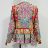 RED Boho blouse 2018 Peacock floral print blouses Vinatge sexy v-Neck long Sleeve tassel Bohemia women blouses Hippie TOP