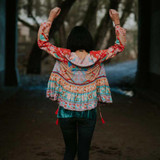 RED Boho blouse 2018 Peacock floral print blouses Vinatge sexy v-Neck long Sleeve tassel Bohemia women blouses Hippie TOP