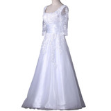 Modest Bridesmaid Dresses With Sleeves Grace Karin Applique Lace Tulle Plus Size Formal Gowns Tea Length Wedding Party Dresses