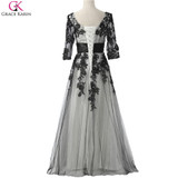 Modest Bridesmaid Dresses With Sleeves Grace Karin Applique Lace Tulle Plus Size Formal Gowns Tea Length Wedding Party Dresses