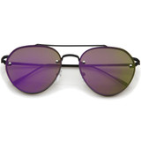 Modern Rimless Mirrored Flat Lens Aviator Sunglasses A823