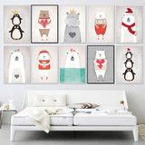 Modern Nordic Bear Hippo Bird Animal A4 Art Prints Poster Cartoon Wall Pictures Canvas Painting Kids Room Cartoon Animals Decor