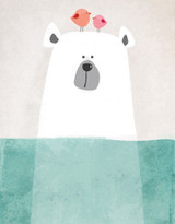 Modern Canvas Painting Art Nordic Kawaii Animals Bear Hippo Poster Print Nursery Wall Art Picture , No Frame Kids Room Decor