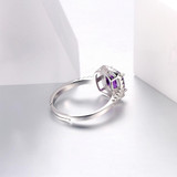 MoBuy MBRI039 Cushion Natural Gemstone Amethyst Rings 925 Sterling-Silver-Jewelry White Gold Plated Engagement/Wedding For Women