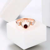 MoBuy MBRI033 Unique Love Heart Gemstone Garnet Ring 925 Sterling Silver Rose Gold Plated Engagement Fine Jewelry For Women Gift