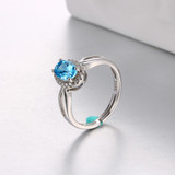 MoBuy MBRI030 Oval Natural Gemstone Topaz Engagement Rings 925 Sterling Silver Jewelry White Gold Plated Fine Jewelry For Women