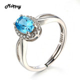 MoBuy MBRI030 Oval Natural Gemstone Topaz Engagement Rings 925 Sterling Silver Jewelry White Gold Plated Fine Jewelry For Women