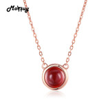 MoBuy MBNI026 Simple Style Red Natural Gemstone Garnet Necklace &amp; Pendant 925 Sterling Silver Gold Plated Fine Jewelry For Women