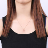 MoBuy MBNI025 Unique Rose Flower Natural Gemstone Rose Quartz Necklace &amp; Pendant 925 Sterling Silver Gold Plated Fine Jewelry