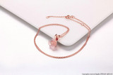 MoBuy MBNI025 Unique Rose Flower Natural Gemstone Rose Quartz Necklace & Pendant 925 Sterling Silver Gold Plated Fine Jewelry