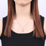 MoBuy MBNI009 Pink Natural Gemstone Rose Quartz Necklace &amp; Pendant 925 Sterling-Silver-Jewelry Rose Gold Plated Fine For Women