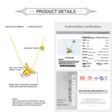 MoBuy MBNI015 Sweet Bee Natural Gemstone Citrine Necklace & Pendant 925 Sterling Silver 14K Yellow Gold Plated Fine Jewelry Gift