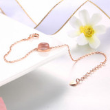 MoBuy MBHI023 Pink Natrual Gemstone Oval Rose Quartz Fine Bracelets &amp;Cuff 925 Sterling-Silver-Jewelry Rose Gold Plated For Women