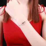 MoBuy MBHI010 Luxury Big Natural Gemstone Citrine Bracelets $ Bangle 925 Sterling Silver Fine Jewelry Rose Gold Plated For Women