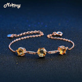 MoBuy MBHI025 Natural Gemstone 3pcs 6mm Citrine Bracelets &amp; Bangle 925 Sterling Silver Fine Jewelry Rose Gold Plated For Women