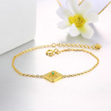 MoBuy MBHI003 Hollow Natural Gemstone Emerald Bracelets &amp; Cuff 925 Sterling Silver Fine Jewelry 14K Yellow Gold Plated For Women