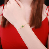 MoBuy MBHI003 Hollow Natural Gemstone Emerald Bracelets &amp; Cuff 925 Sterling Silver Fine Jewelry 14K Yellow Gold Plated For Women