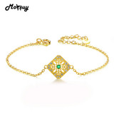 MoBuy MBHI003 Hollow Natural Gemstone Emerald Bracelets &amp; Cuff 925 Sterling Silver Fine Jewelry 14K Yellow Gold Plated For Women