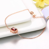 MoBuy MBHI001 Octagon Gemstone Red Garnet Bracelets & Bangles 925 Sterling Silver Rose Gold Plated Chain Fine Jewelry For Women