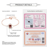 MoBuy MBHI001 Octagon Gemstone Red Garnet Bracelets & Bangles 925 Sterling Silver Rose Gold Plated Chain Fine Jewelry For Women