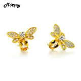 MoBuy MBEI041 Natural Citrine Lovely Bee Stud Earrings 925 Sterling Silver Jewelry 14K Yellow Gold Plated Fine Jewelry For Women