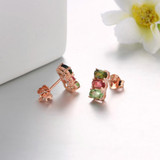 MoBuy MBEI035 Three Colors Oval Tourmaline Natural Gemstone Stud Earrings 925 Sterling Silver Rose Gold Plated Jewelry For Women