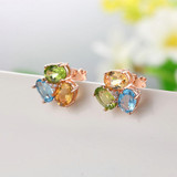 MoBuy MBEI037 3-Colors Oval Gemstone Citrine Topaz Peridot Stud Earrings 925 Sterling Silver Jewelry Rose Gold Plated For Women