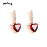 MoBuy MBEI030 Cut Love Heart Natural Gemstone Garnet Drop/Dangle Earrings 925 Sterling Silver Jewelry Rose Gold Plated For Women