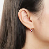MoBuy MBEI030 Cut Love Heart Natural Gemstone Garnet Drop/Dangle Earrings 925 Sterling Silver Jewelry Rose Gold Plated For Women