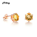MoBuy MBEI027 Classic Simple Style Natural Gemstone Citrine Stud Earrings 925 Sterling-Silver-Jewelry Rose Gold Plated For Women