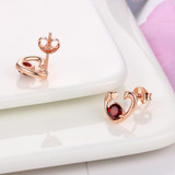 MoBuy MBEI026 Sweet Love Heart Natural Gemstone Red Garnet Stud Earrings 925 Sterling-Silver-Jewelry Rose Gold Plated For Women