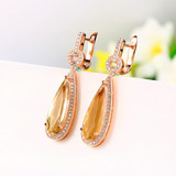 MoBuy MBEI024 Teardrop Natural Gemstone Citrine Drop/Dangle Earrings 925 Sterling Silver Rose Gold Plated Fine Jewelry For Women