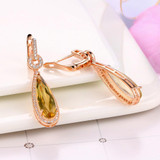 MoBuy MBEI024 Teardrop Natural Gemstone Citrine Drop/Dangle Earrings 925 Sterling Silver Rose Gold Plated Fine Jewelry For Women