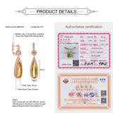MoBuy MBEI024 Teardrop Natural Gemstone Citrine Drop/Dangle Earrings 925 Sterling Silver Rose Gold Plated Fine Jewelry For Women