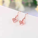 MoBuy MBEI012 Love Heart Natural Gemstone Rose Quartz Drop/Dangle Earring 925 Sterling Silver Gold Plated Fine Jewelry For Women