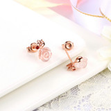 MoBuy MBEI015 Cute Flower Cut Natural Gemstone Rose Quartz Stud Earrings 925 Sterling Silver Gold Plated Fine Jewelry For Women