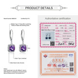 MoBuy MBEI001 Cushion Natrual Gemstone Amethyst Drop/Dangle Earring 925 Sterling Silver White Gold Plated Fine Jewelry For Women