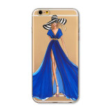 Mobile Phone Case For iPhone 7 6 6s Plus 6Plus 4 4S 5 5S SE 5C Bag New Modern Dress Shopping Girl Transparent Soft TPU Cover