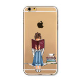 Mobile Phone Case For iPhone 7 6 6s Plus 6Plus 4 4S 5 5S SE 5C Bag New Modern Dress Shopping Girl Transparent Soft TPU Cover